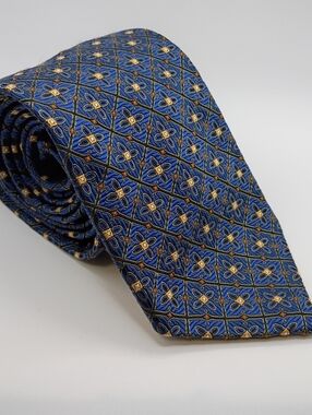 Silk Tie Extra Long J.Z. Richards Nordstrom Navy Patterned 62x3.75" Multicolor